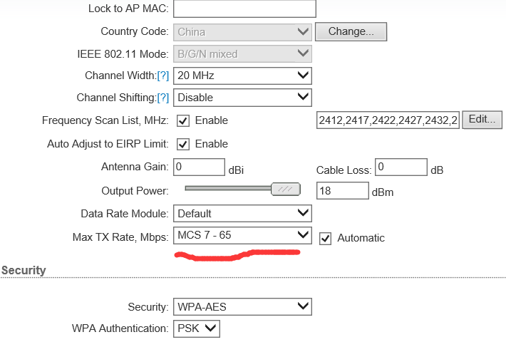 max tx rate,mbps